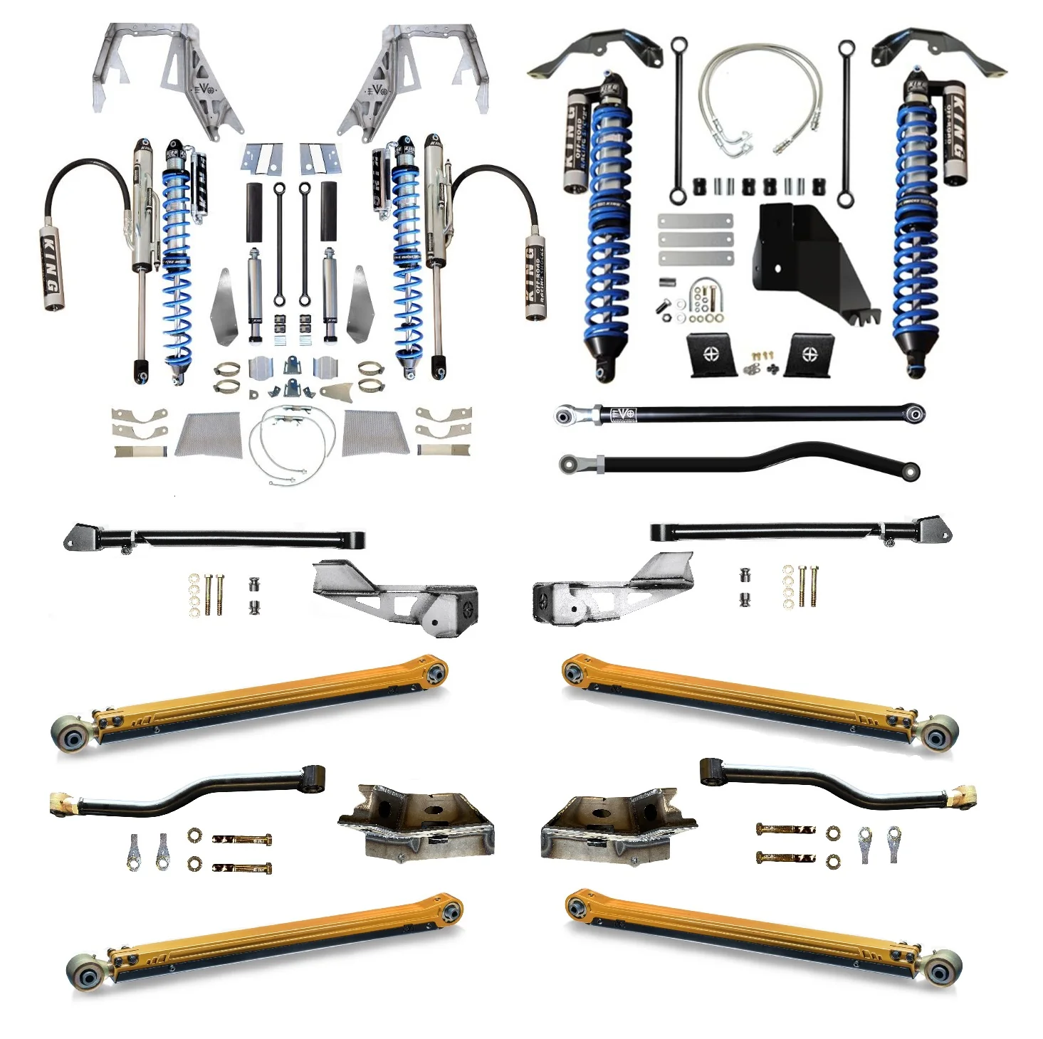 JT (GAS) KING Front Double Throw Down 2.5 inch KING Coilover Bypass Rear LONG ARM PRO PLUS JEEP GLADIATOR - Image 3